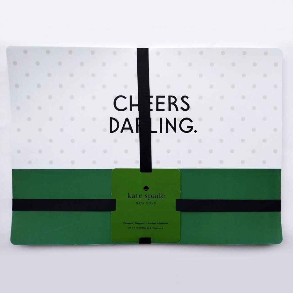 Set of 4 Kate Spade New York ‘Cheers Darling’ Placemats 13 x 18”